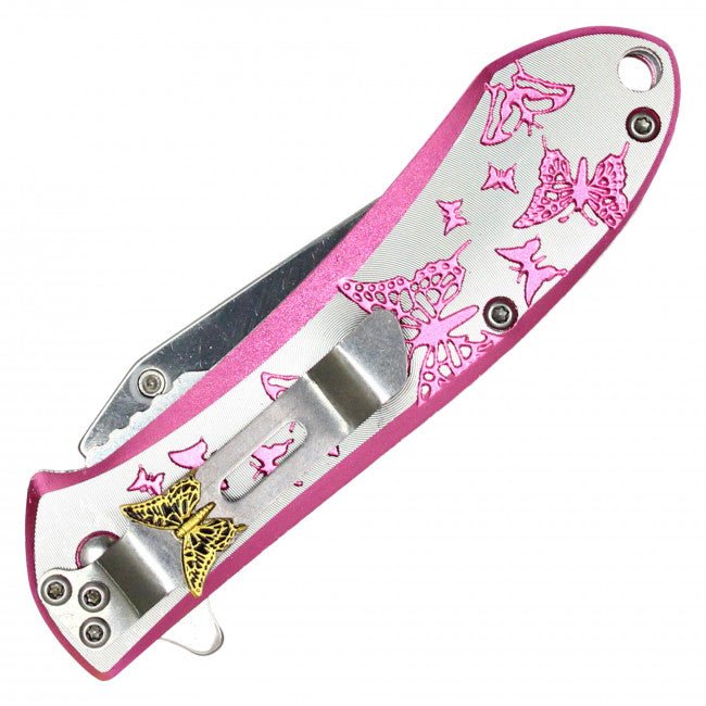 Pink Wings Spring Assisted Blade - Blades For Babes - Spring Assisted - 2