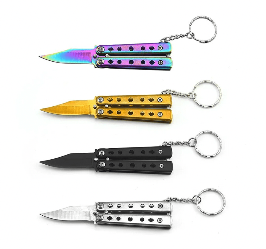 Mini Butterfly Knife Keychain Blades For Babes