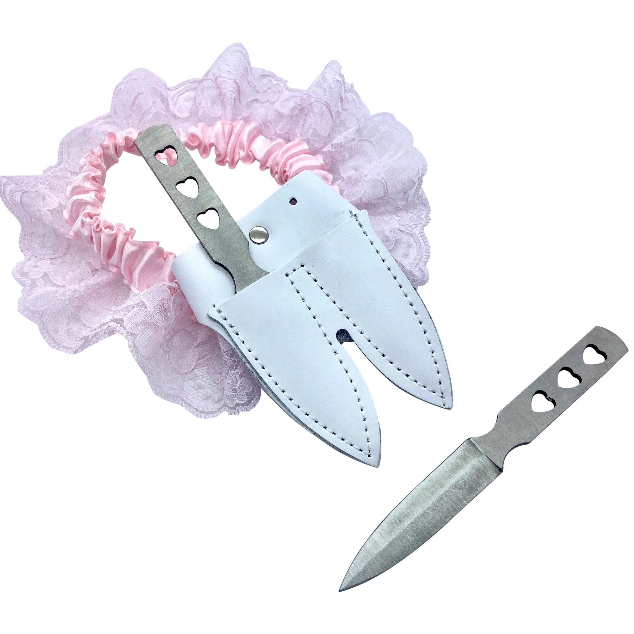 Leather & Lace Garter Knife Pink Blades For Babes