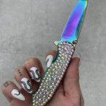 Swarovski Crystal Rainbow Pocket Knife - Blades For Babes Spring Assisted