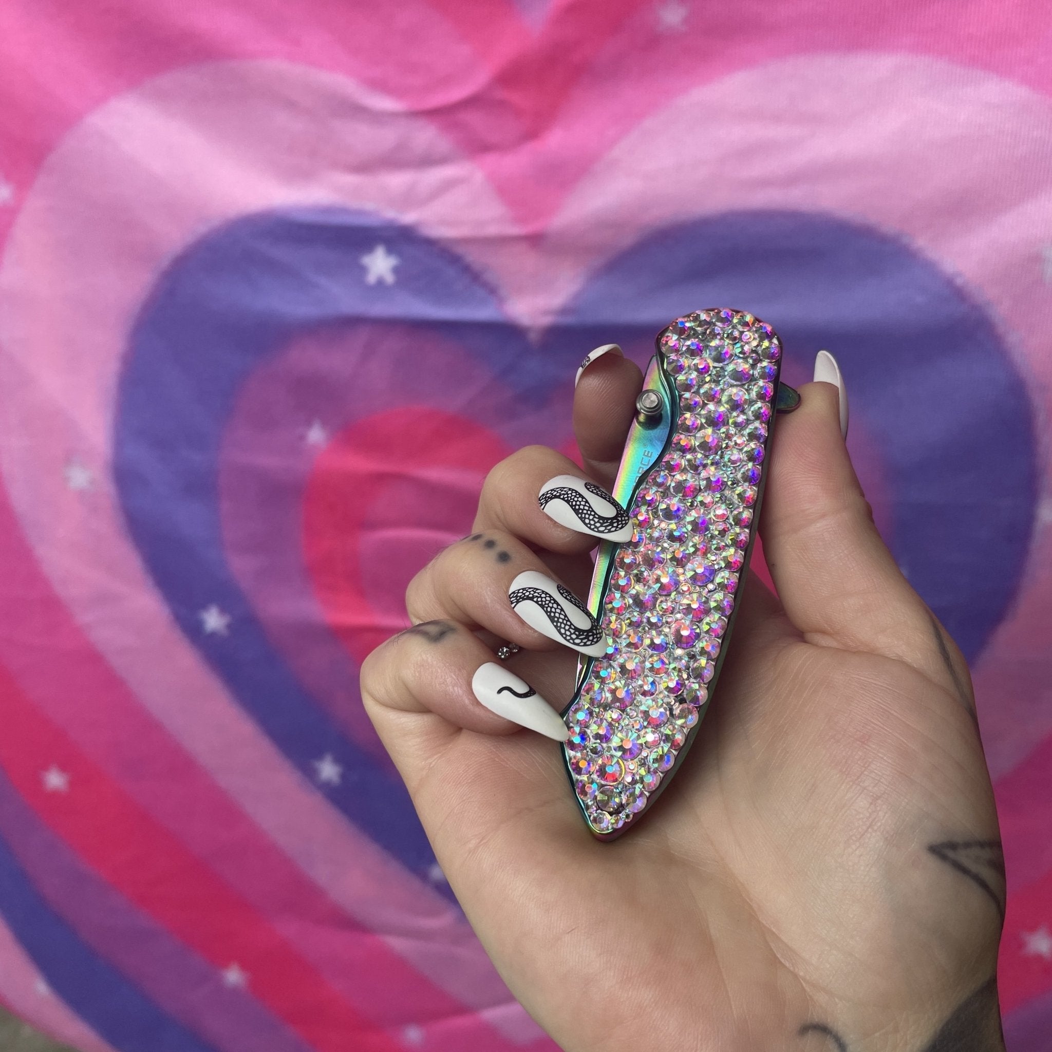 Swarovski Crystal Rainbow Pocket Knife - Blades For Babes Spring Assisted