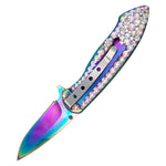 Swarovski Crystal Rainbow Pocket Knife - Blades For Babes Spring Assisted