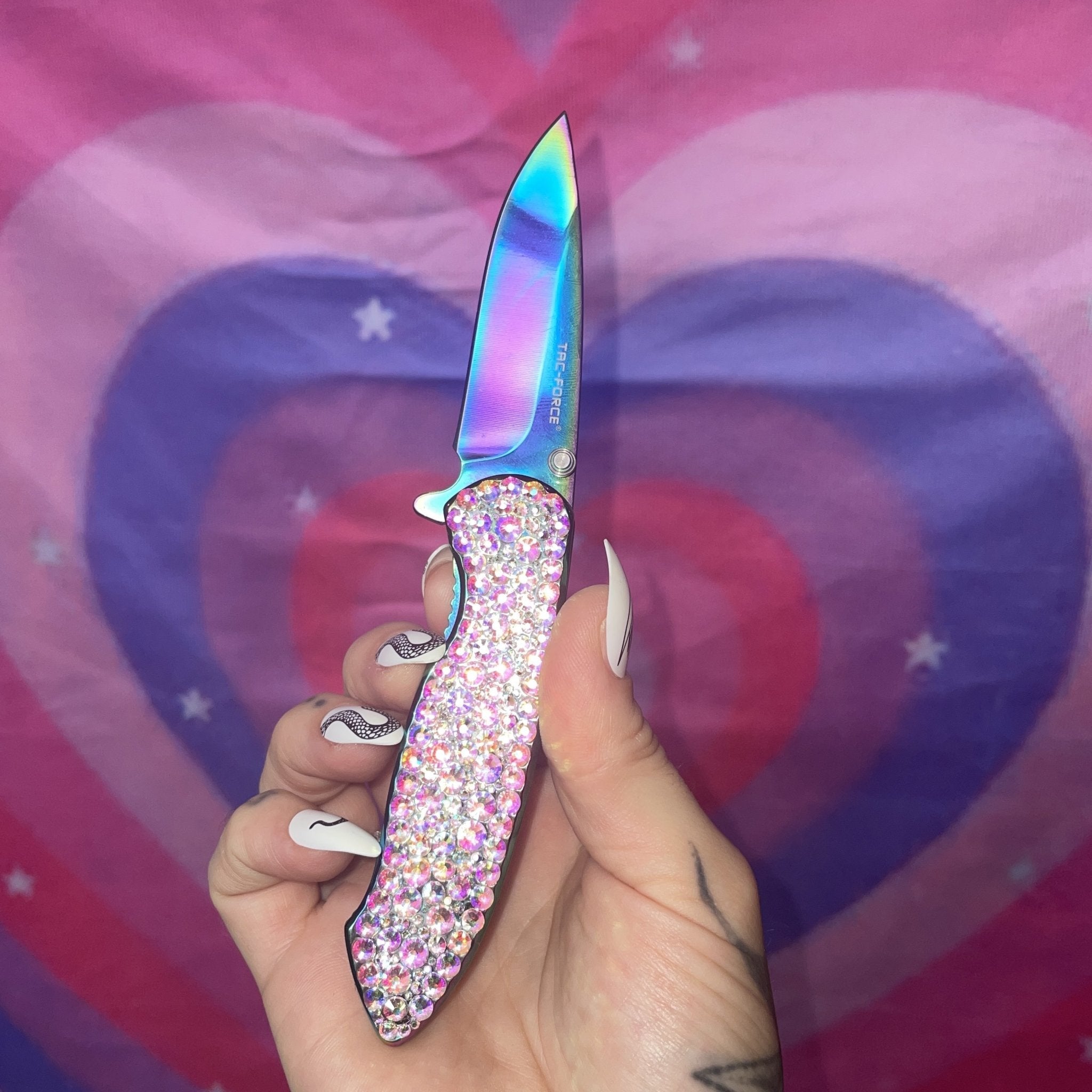 Swarovski Crystal Rainbow Pocket Knife - Blades For Babes Spring Assisted