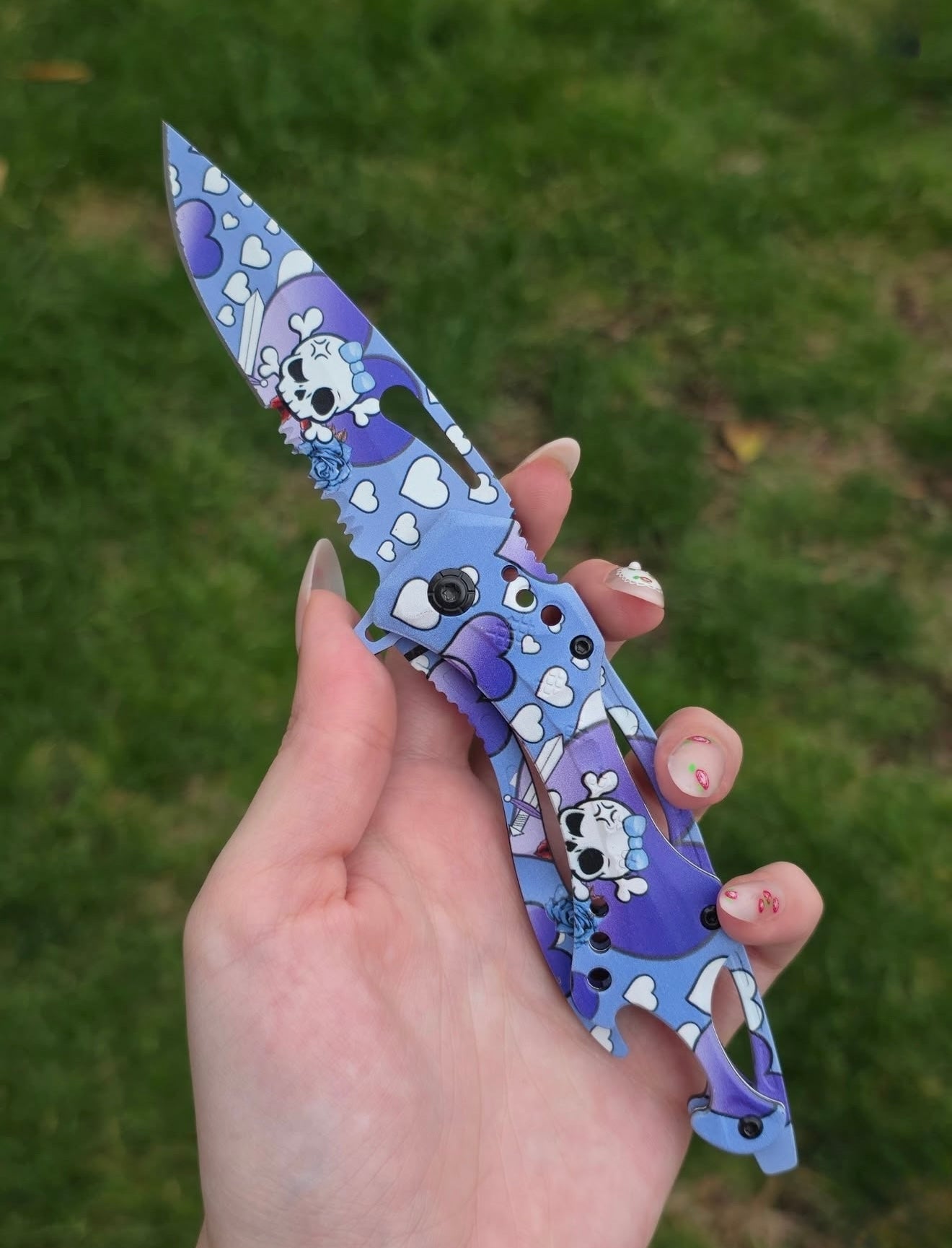 Skull Candy Spring Assisted Blade - Purple - Blades For Babes - Spring Assisted - 2