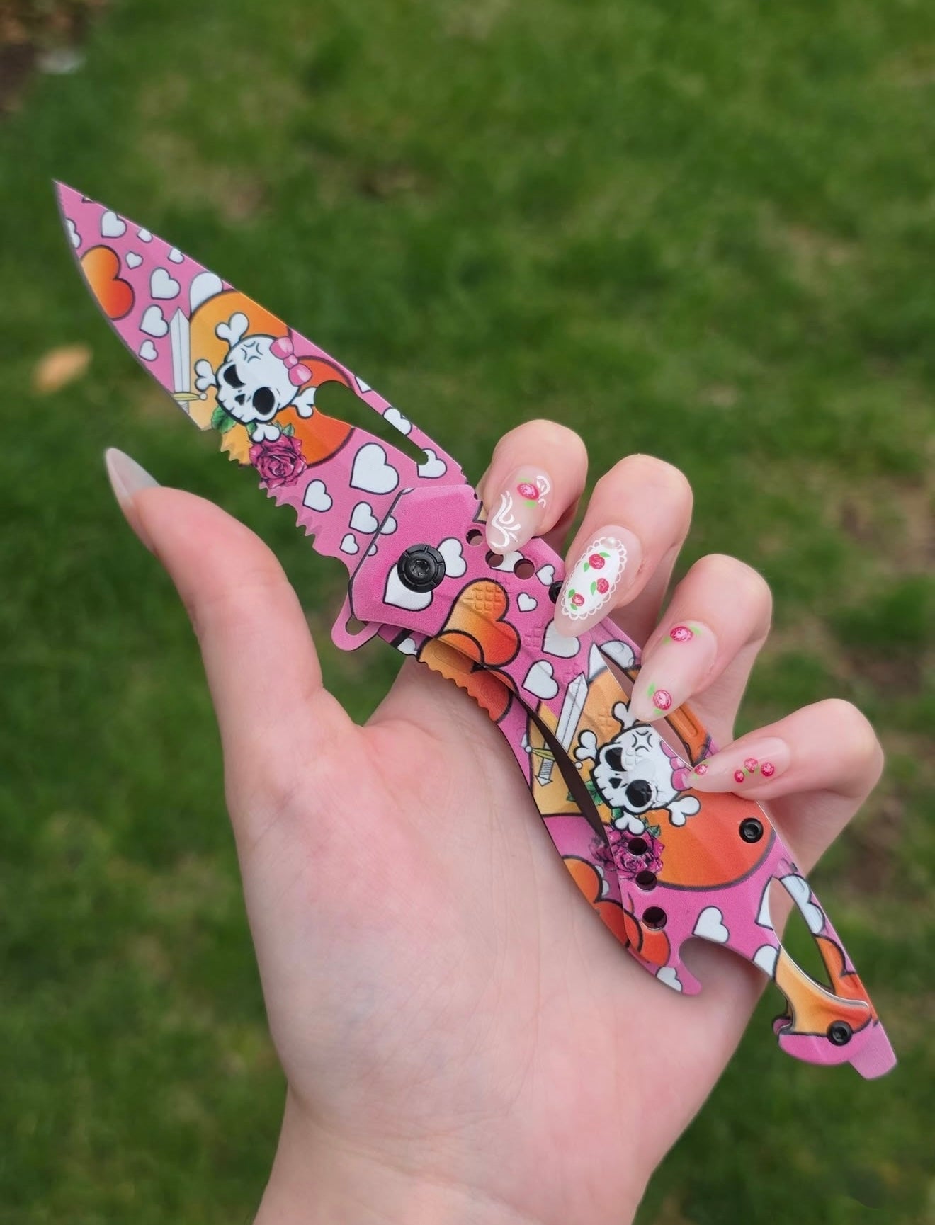 Skull Candy Spring Assisted Blade - Pink - Blades For Babes - Spring Assisted - 5