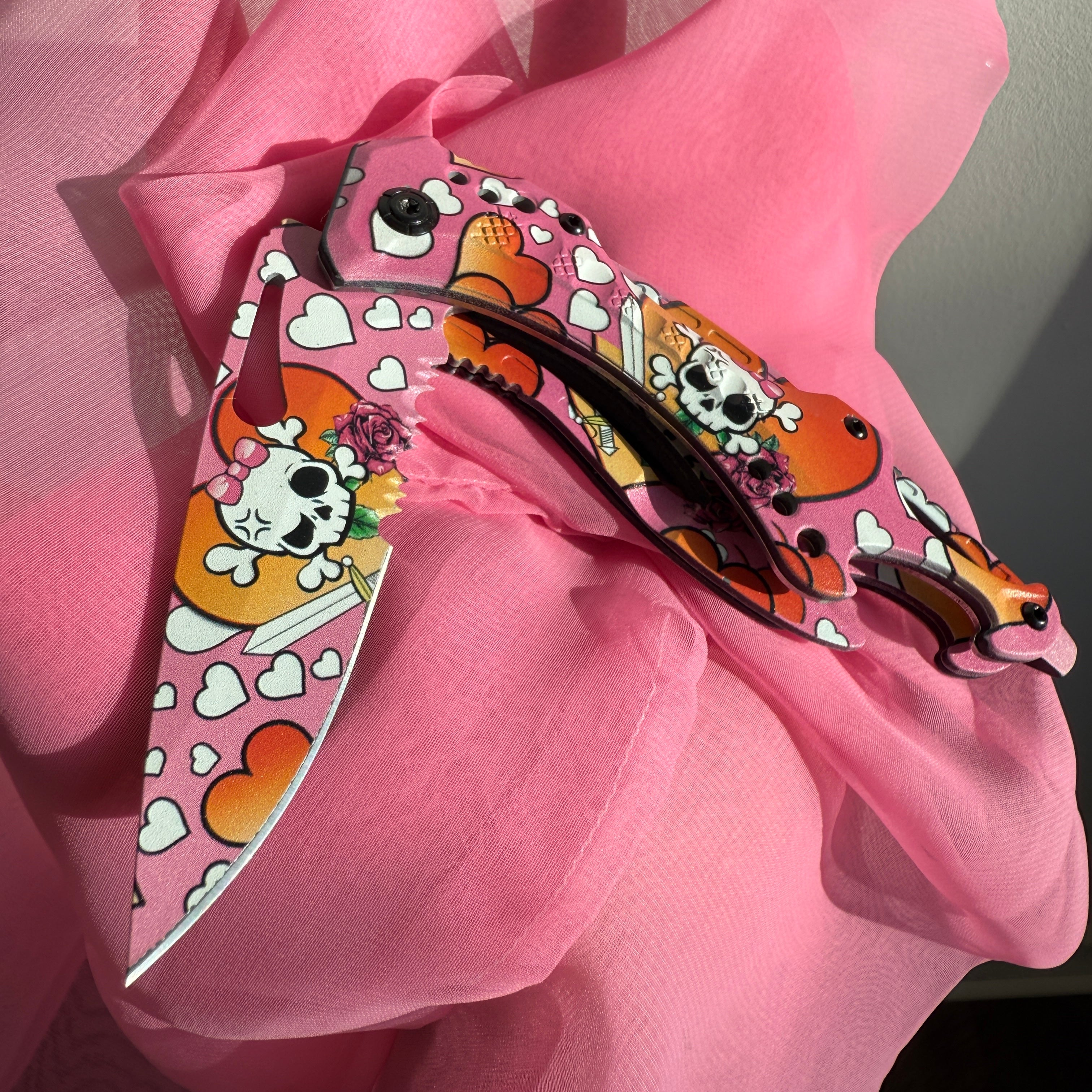 Skull Candy Spring Assisted Blade - Pink - Blades For Babes - Spring Assisted - 2