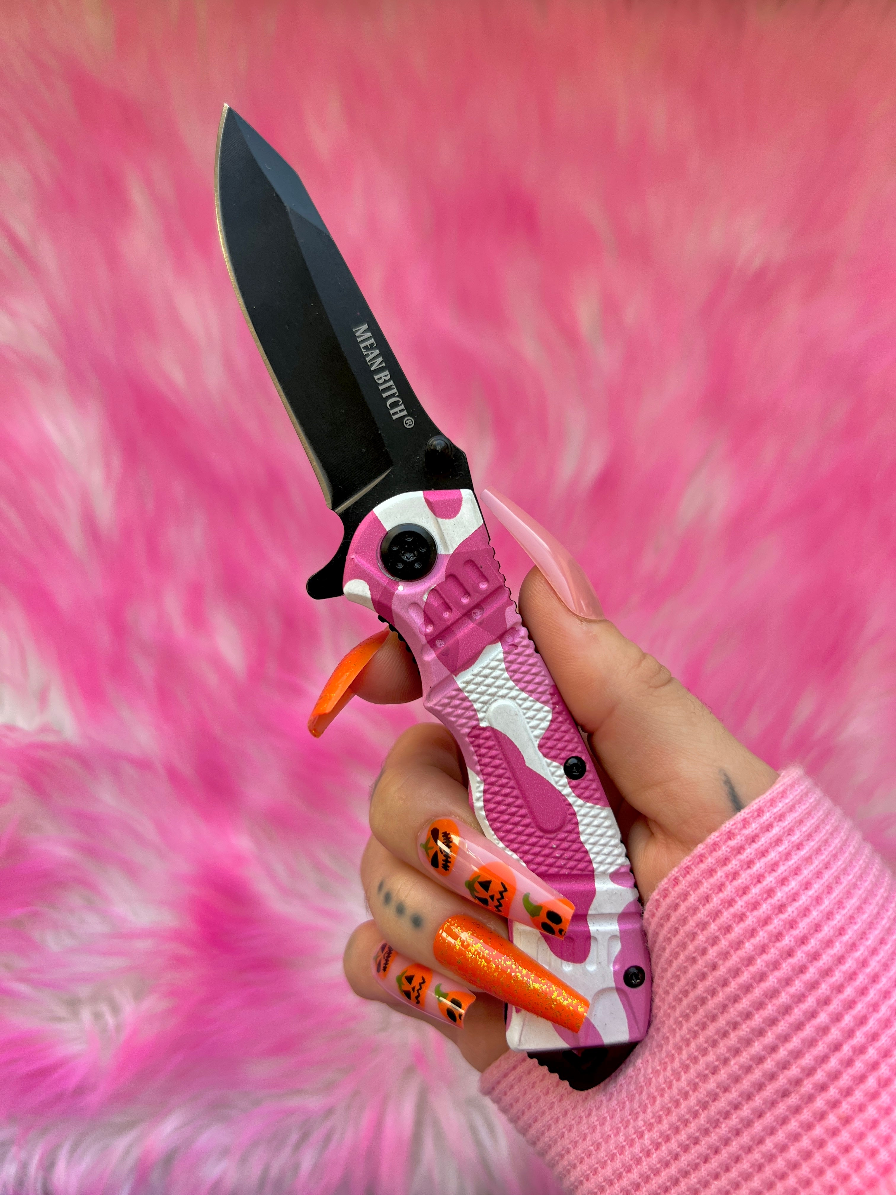 Pink Camo Mean Bitch Knife – Blades For Babes