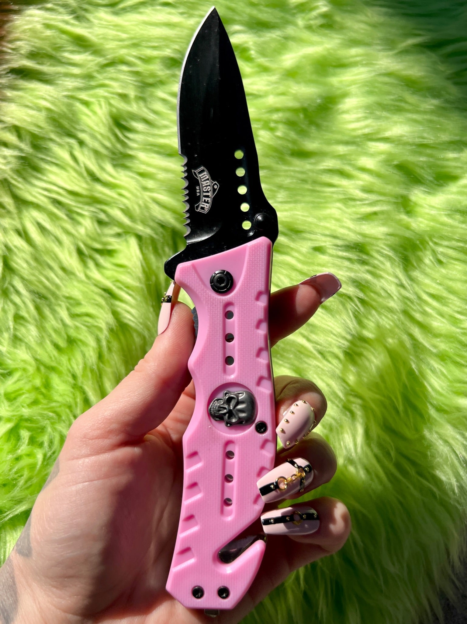 Pink Skull Crusher Knife - Blades For Babes - Spring Assisted - 4