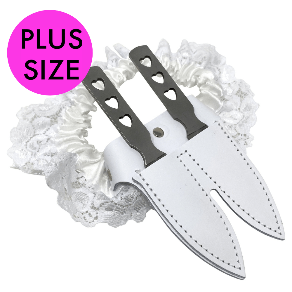 Leather & Lace Garter Blade - White Plus Size - Blades For Babes - Throwers - 1