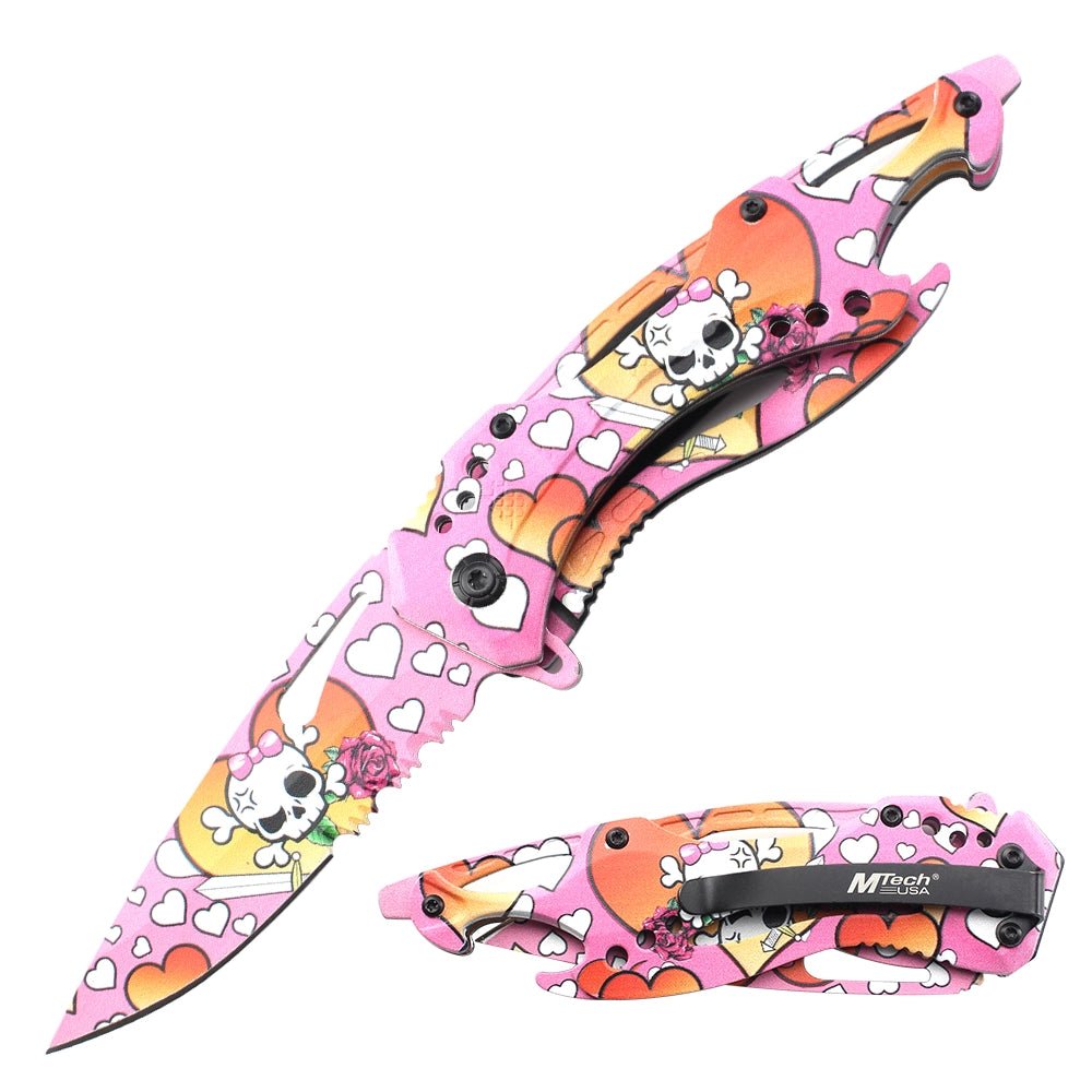 Skull Candy Spring Assisted Blade - Pink - Blades For Babes - Spring Assisted - 1