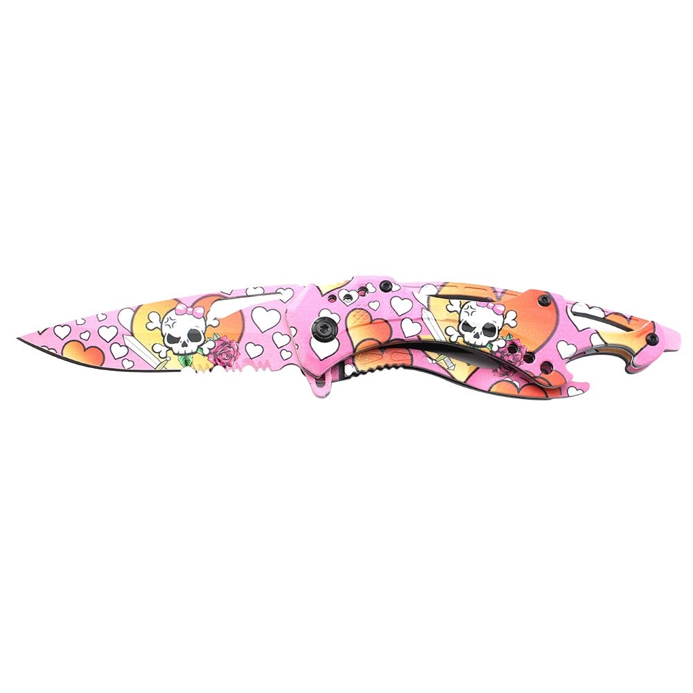 Skull Candy Spring Assisted Blade - Pink - Blades For Babes - Spring Assisted - 2