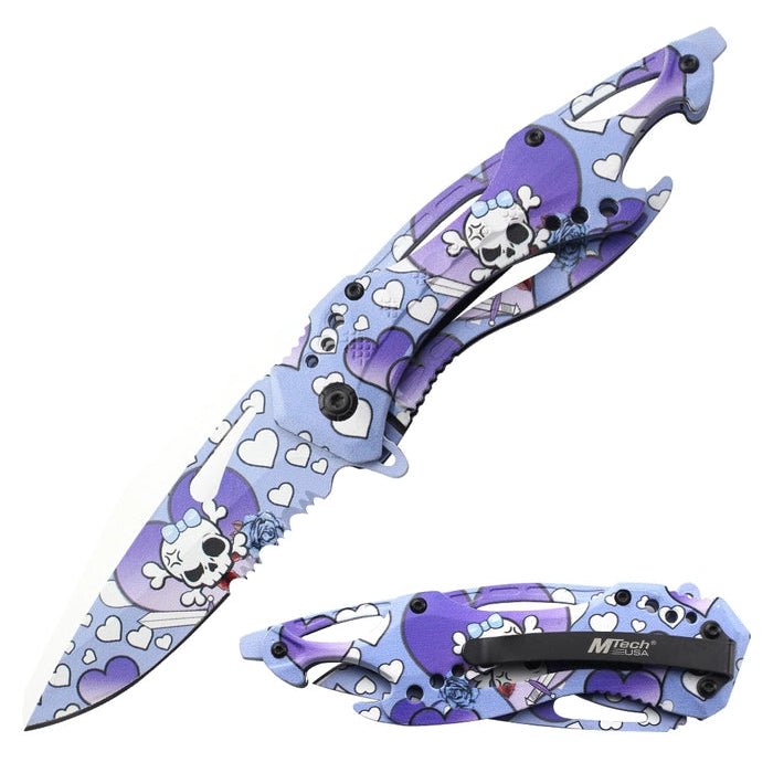 Skull Candy Spring Assisted Blade - Purple - Blades For Babes - Spring Assisted - 1