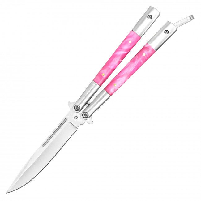 Pink Marble Butterfly Blade - Blades For Babes - Butterfly Blade - 1