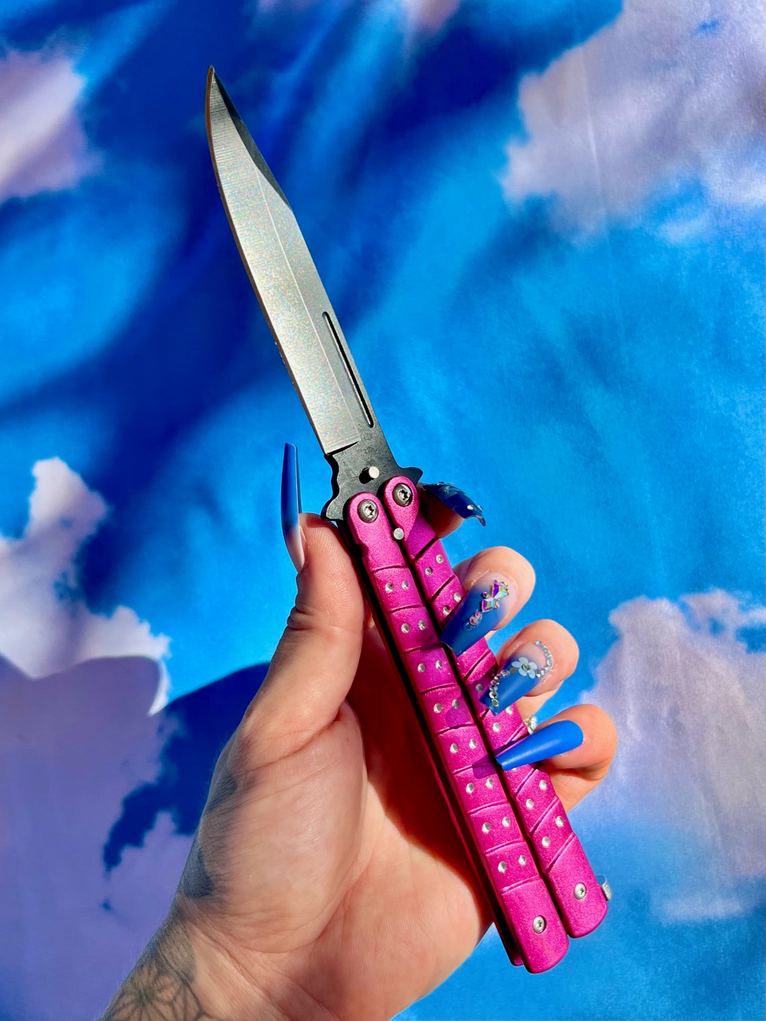 Hot Pink Studded Butterfly - Blades For Babes - Butterfly Blade - 6