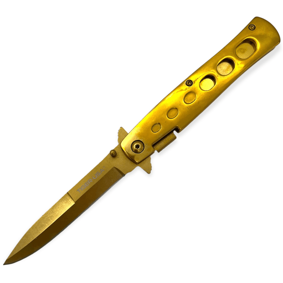 Gold Yard Stiletto Knife - Blades For Babes - Spring Assisted - 1