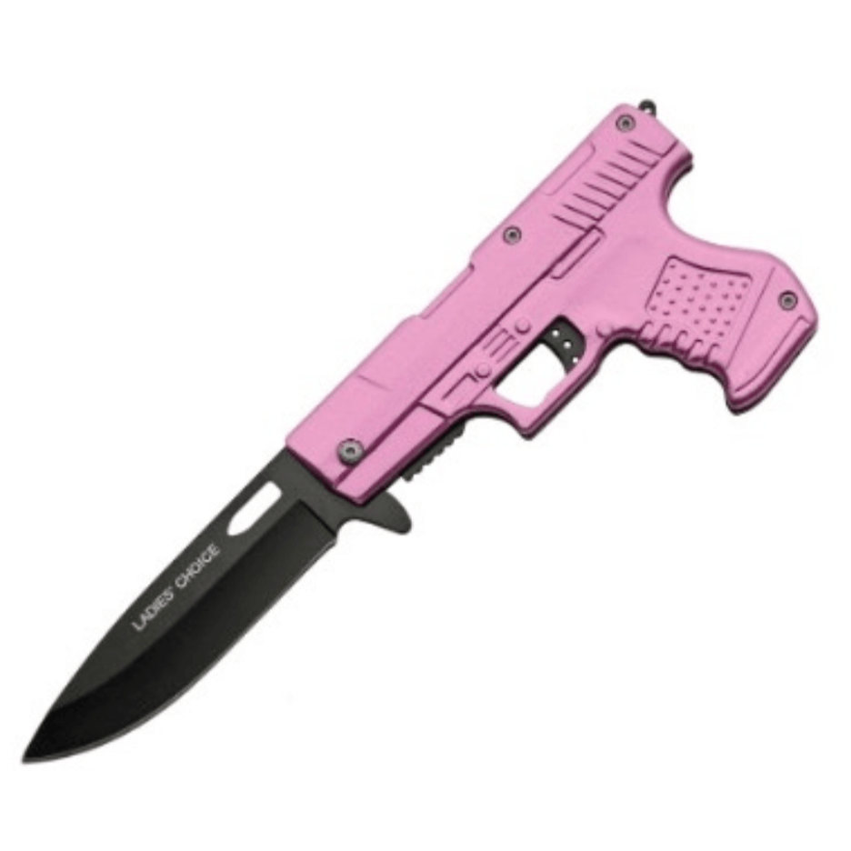 Hot Pink Gun Knife - Blades For Babes - Spring Assisted - 1