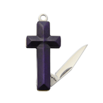 Purple & Black Pendant Cross Necklace - Blades For Babes - Folding Blade - 1