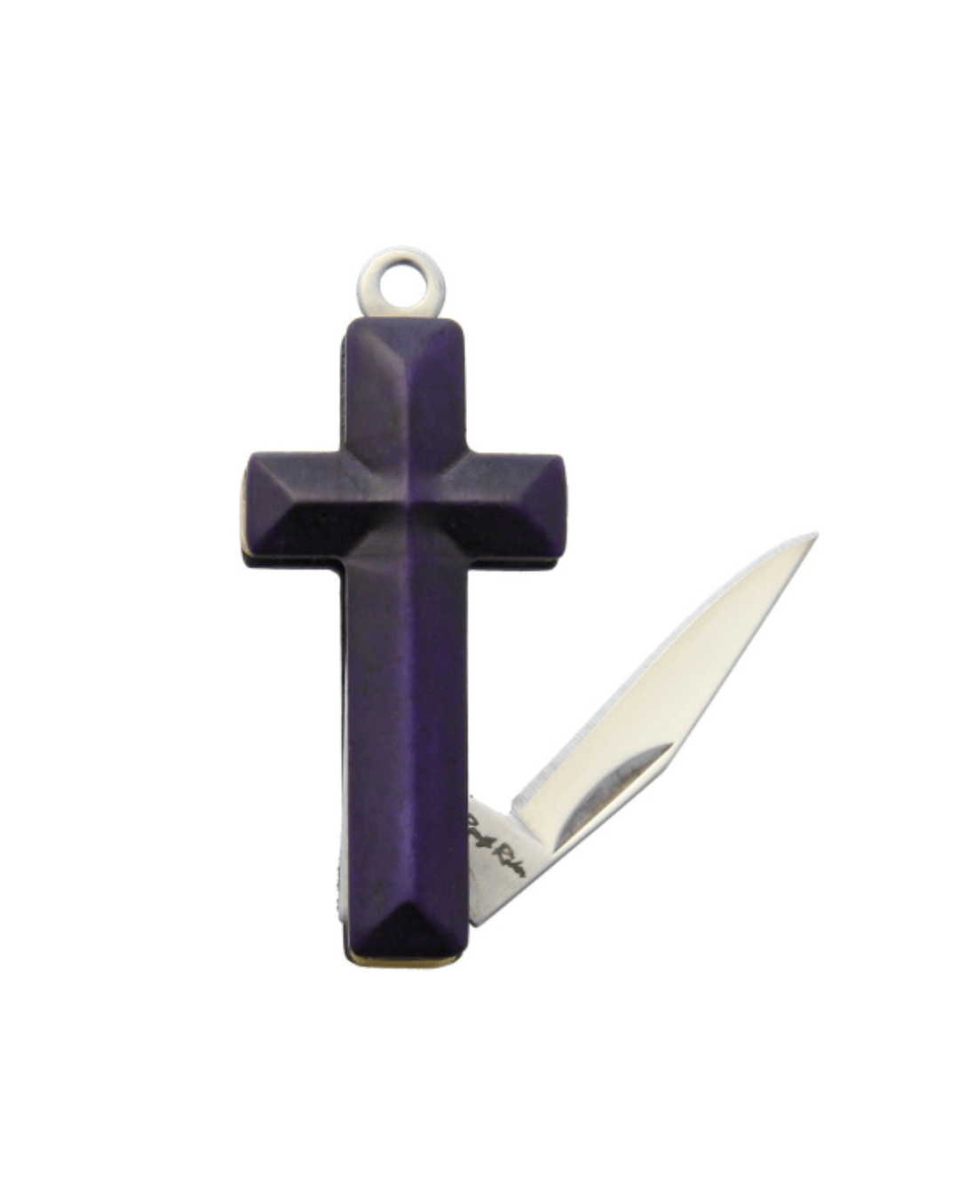 Purple & Black Pendant Cross Necklace - Blades For Babes - Folding Blade - 1