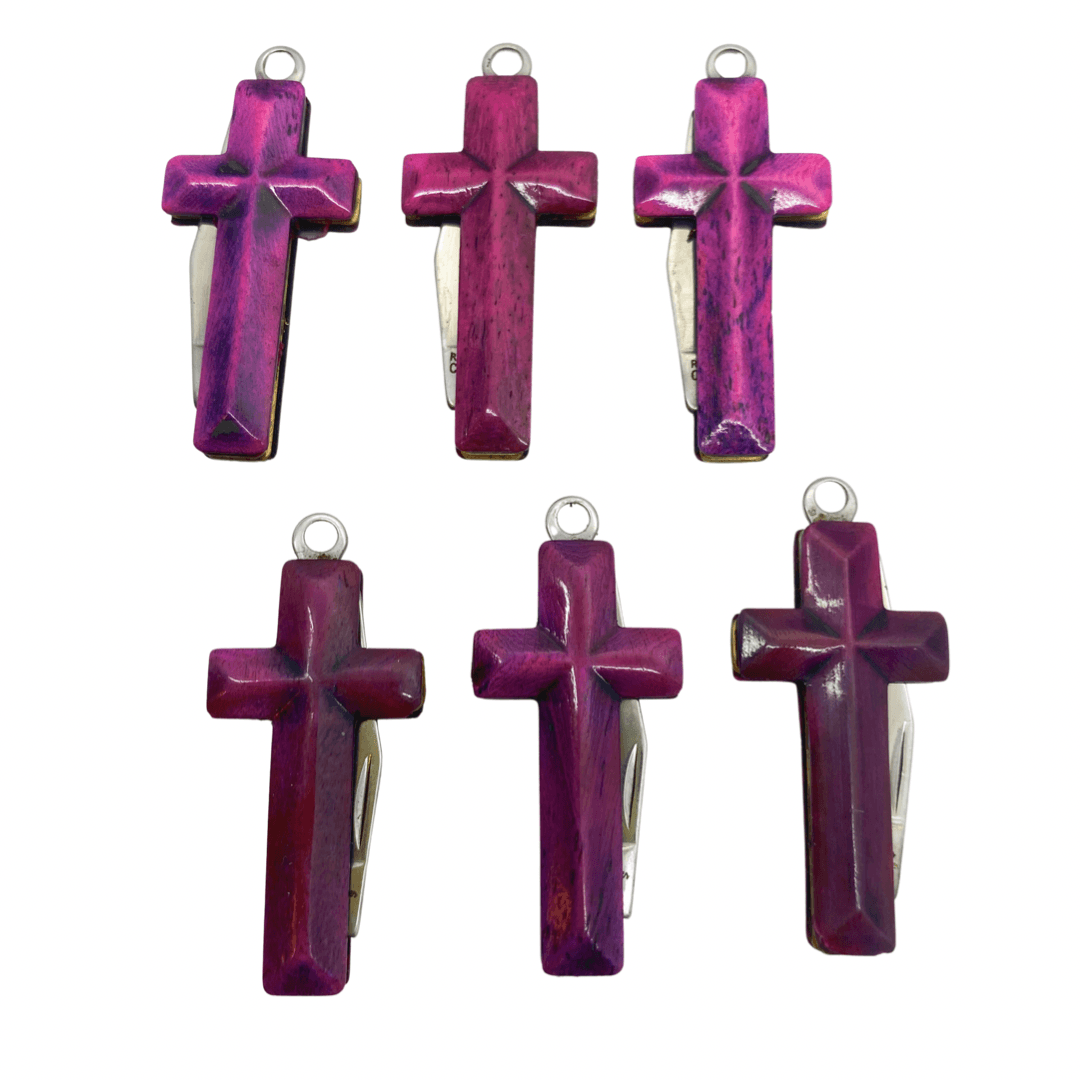 Purple & Black Pendant Cross Necklace - Blades For Babes - Folding Blade - 3