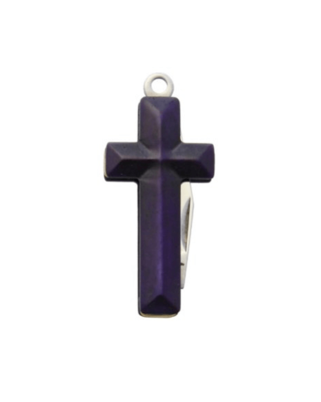 Purple & Black Pendant Cross Necklace - Blades For Babes - Folding Blade - 4
