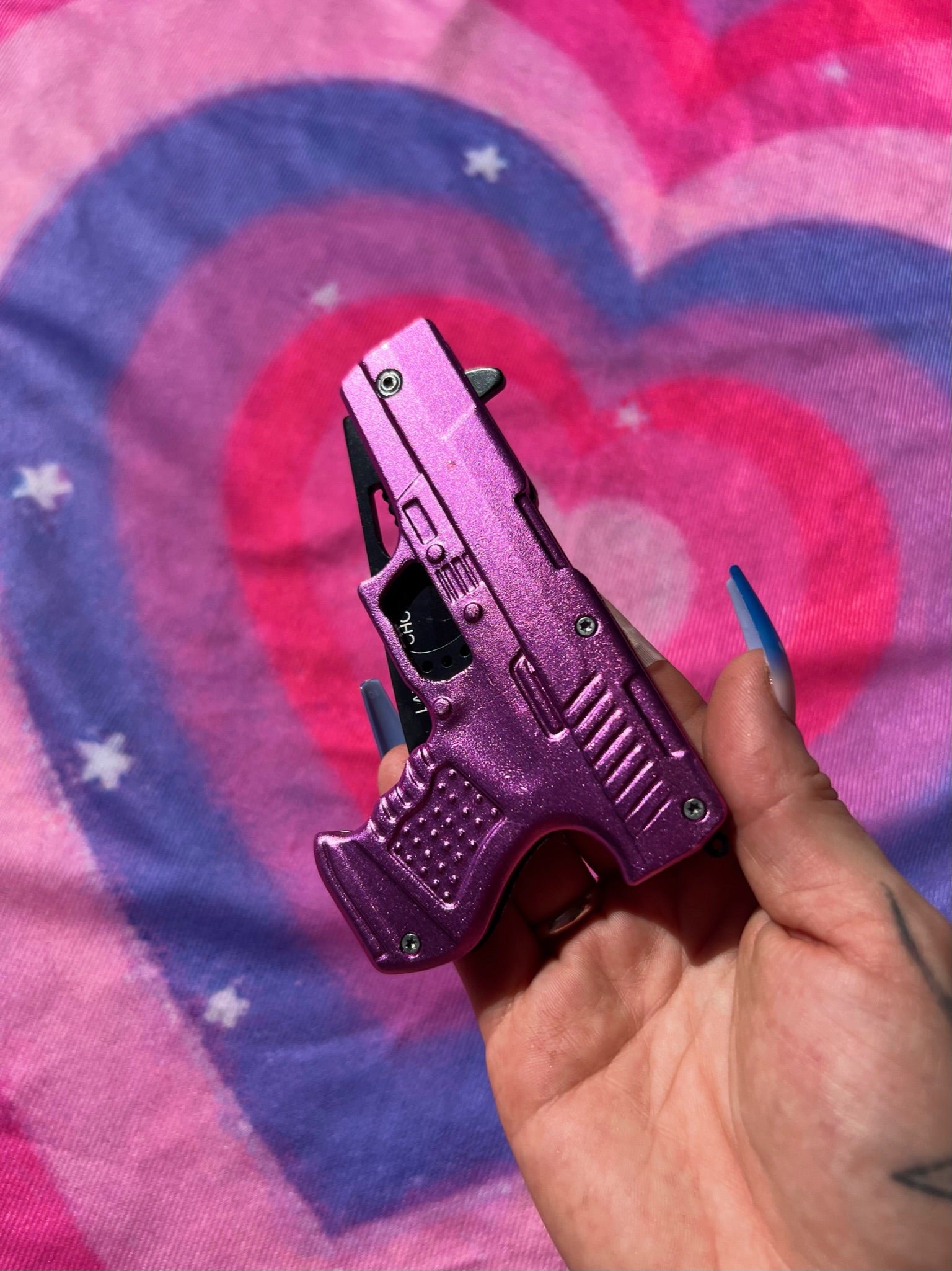 Hot Pink Gun Knife - Blades For Babes - Spring Assisted - 4