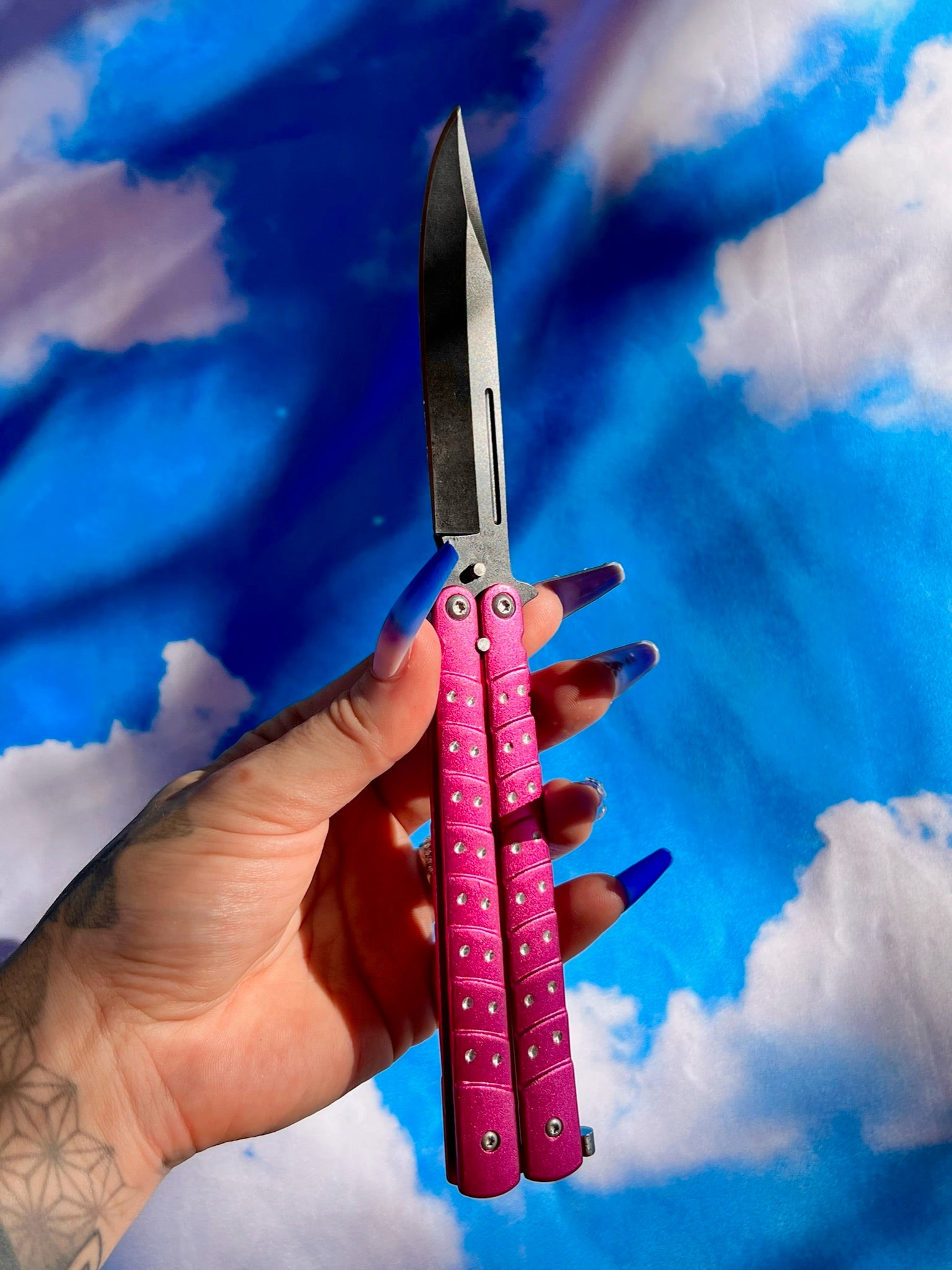 Hot Pink Studded Butterfly - Blades For Babes - Butterfly Blade - 7