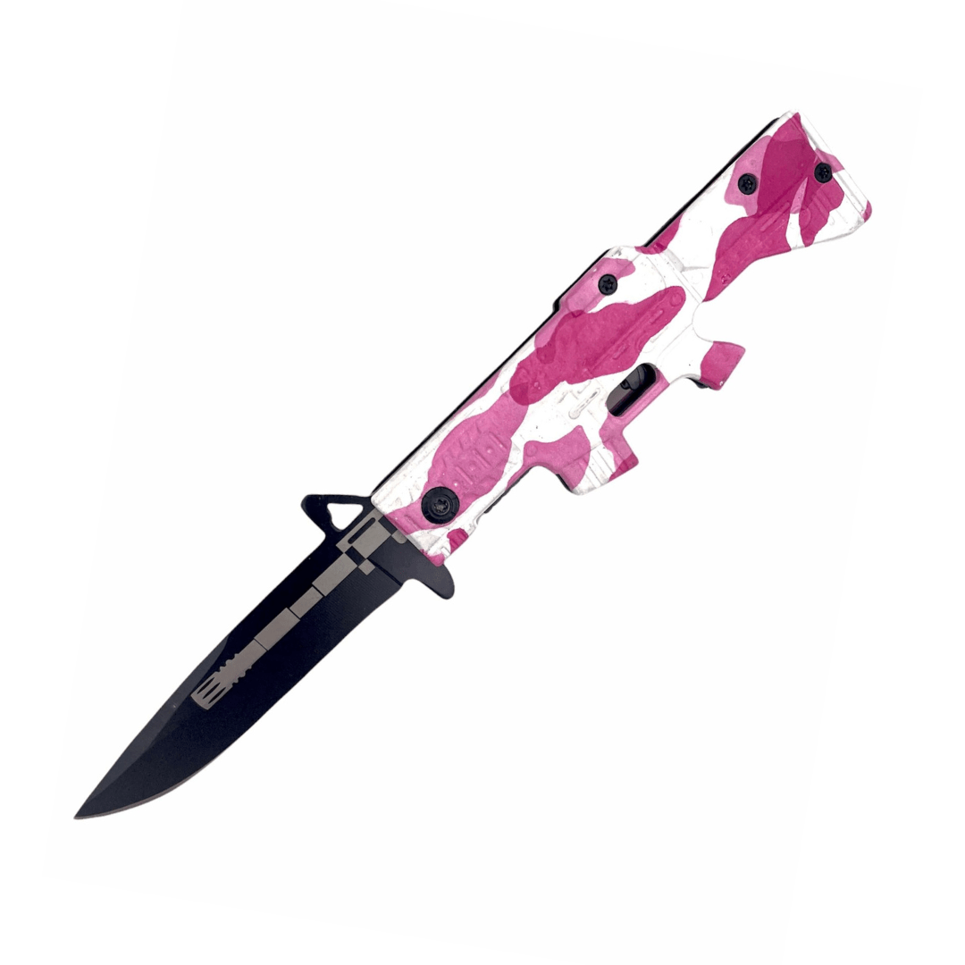 Lock and Load Pink Camo Knife - Blades For Babes - Spring Assisted - 1