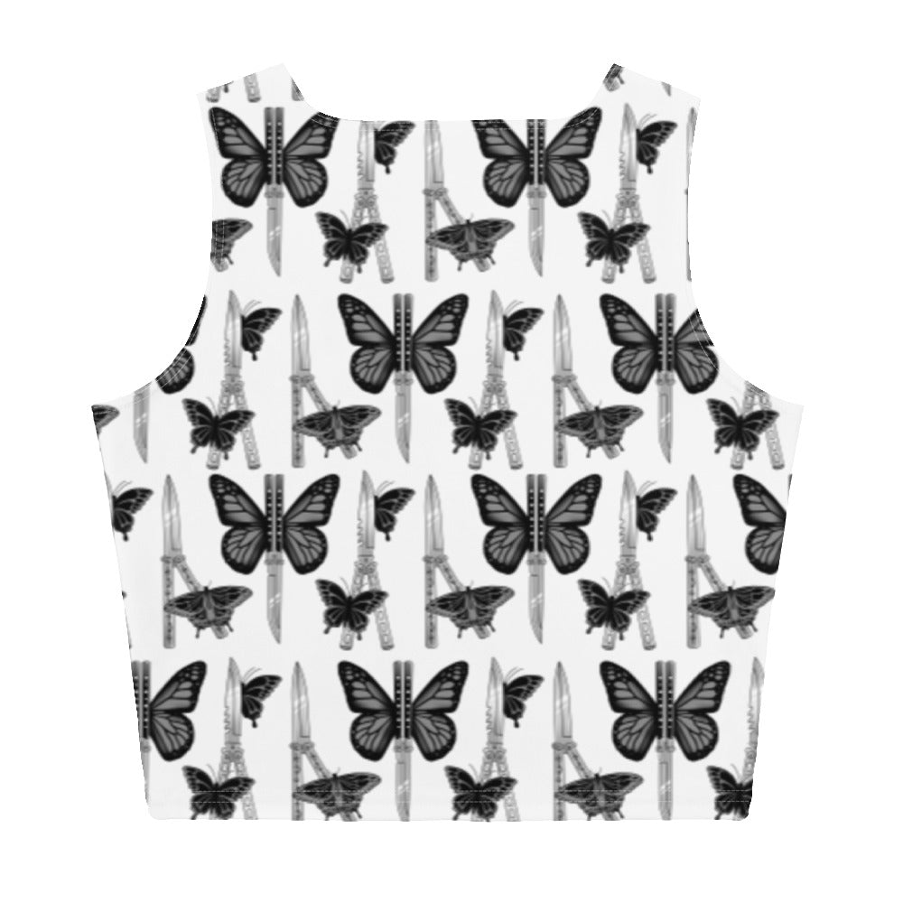 White Butterfly Knives Crop Top - Blades For Babes Clothing
