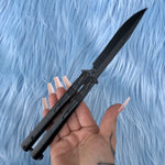 Balisong Butterfly Knife - Matte Black - Blades For Babes - Butterfly Blade - 3