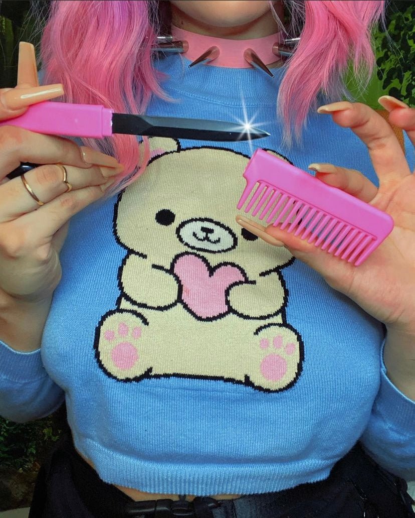 Pink Comb Knife - Blades For Babes - Fixed Blade - 1