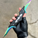 Dual Blade Rainbow Bat Knife - Blades For Babes - Spring Assisted - 1
