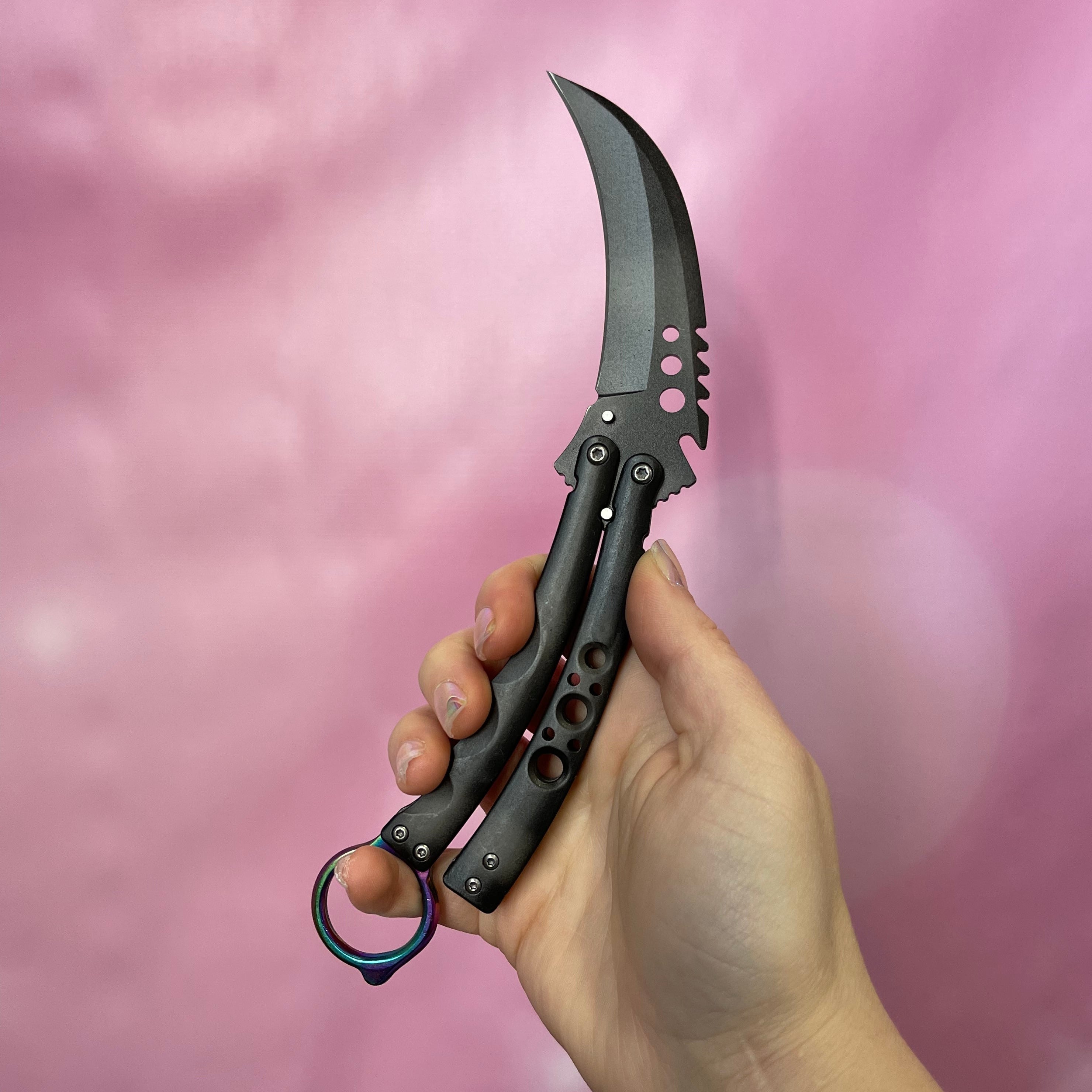 Karambit Butterfly Knife - Black - Blades For Babes - Butterfly Blade - 2