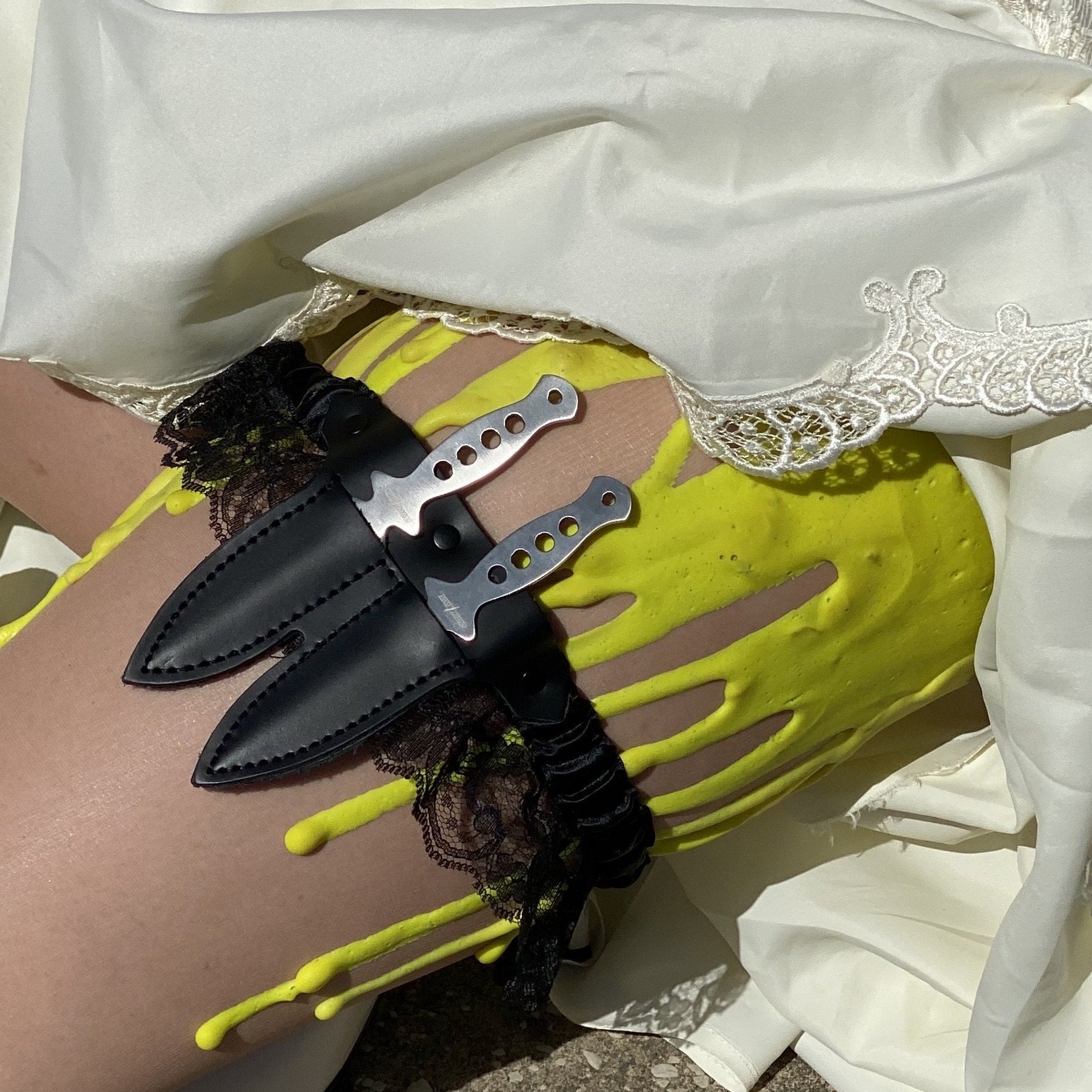 Black Color Leather & Lace Garter Knife | Shop Now Blades For Babes Black Color Leather & Lace Garter Knife | Shop Now Blades For Babes