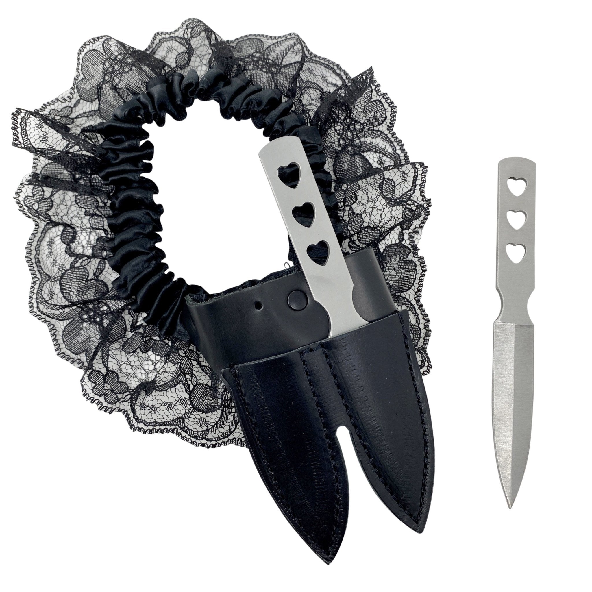 Black Color Leather & Lace Garter Knife | Shop Now Blades For Babes Black Color Leather & Lace Garter Knife | Shop Now Blades For Babes