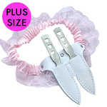 Leather & Lace Garter Knife - Pink & White Plus Size - Blades For Babes - Throwers - 1