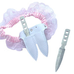 Leather & Lace Garter Knife - Pink & White Plus Size - Blades For Babes - Throwers - 5
