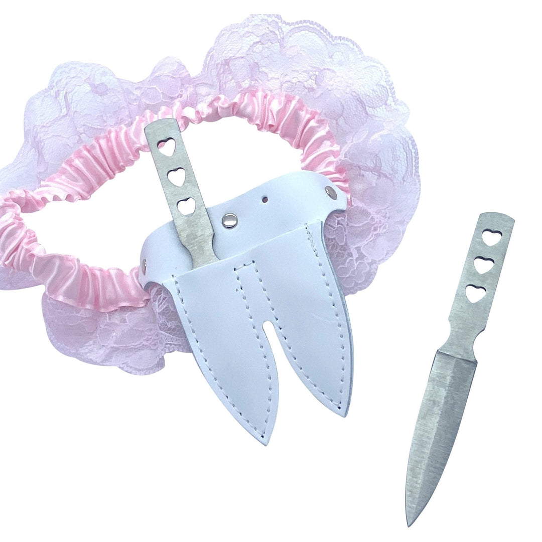 Leather & Lace Garter Knife Pink & White Plus Size Shop Now