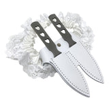 Leather & Lace Garter Knife - White - Blades For Babes - Throwers - 1