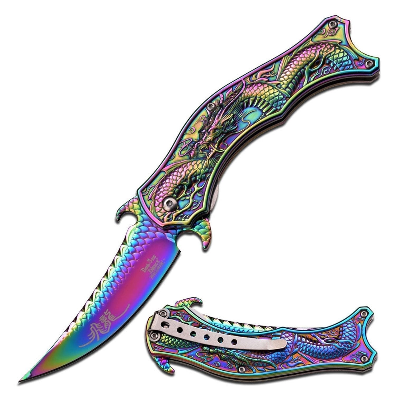 Mother of Dragons Knife - Rainbow - Blades For Babes Spring Assisted