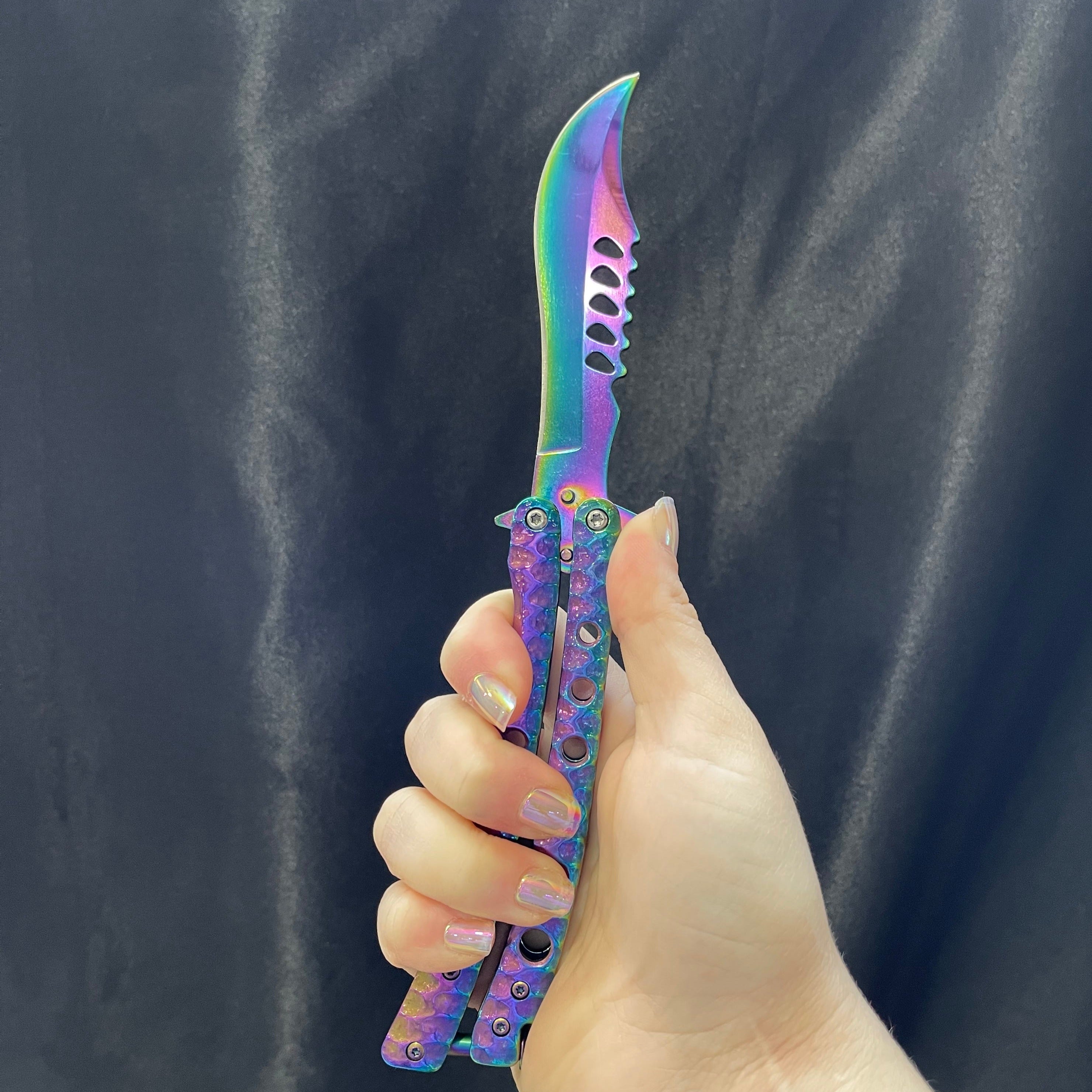 Recurve Butterfly Knife - Rainbow - Blades For Babes - 2