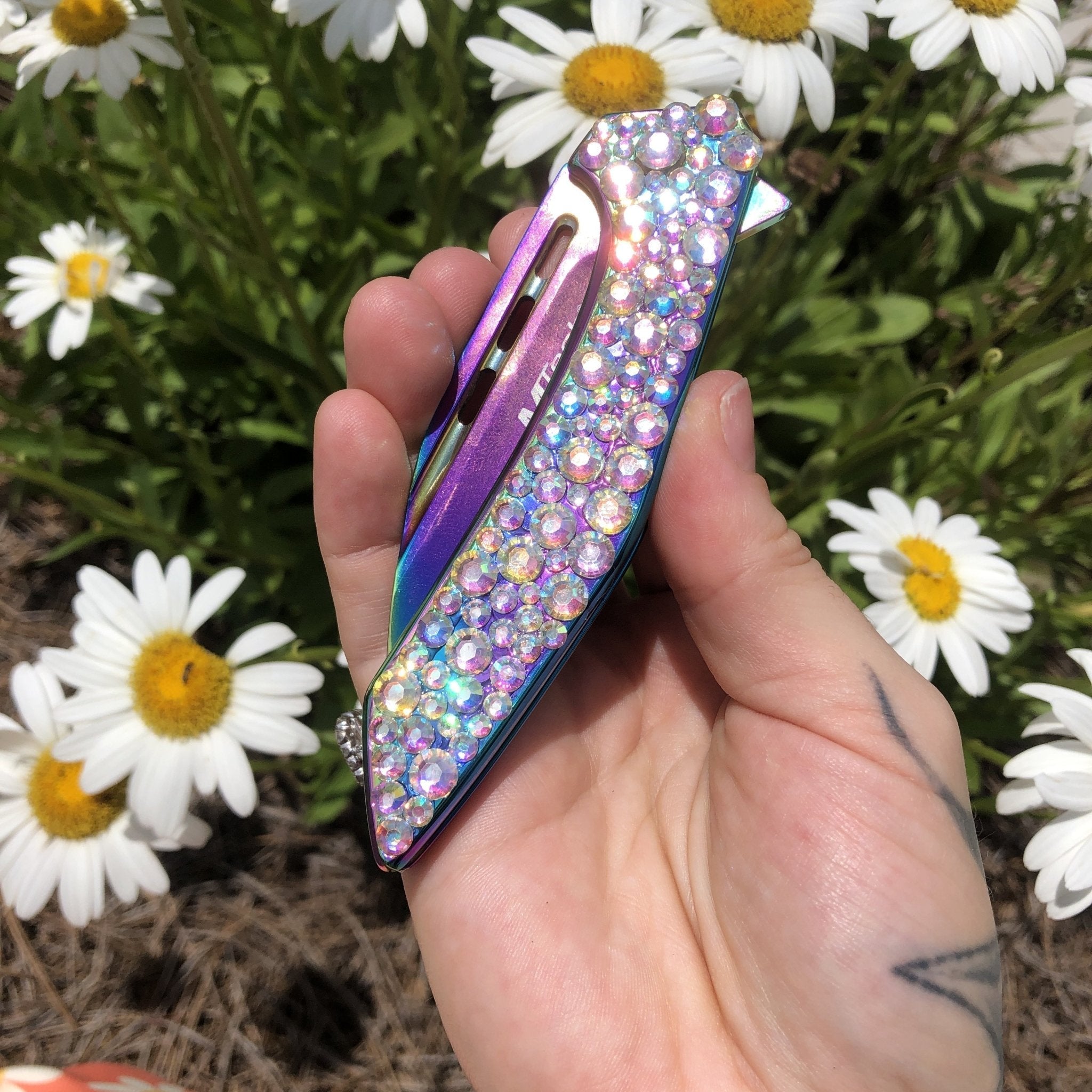 Swarovski Crystal Rainbow Folding Knife - Blades For Babes Folding Blade