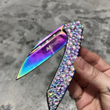 Swarovski Crystal Rainbow Folding Knife - Blades For Babes Folding Blade