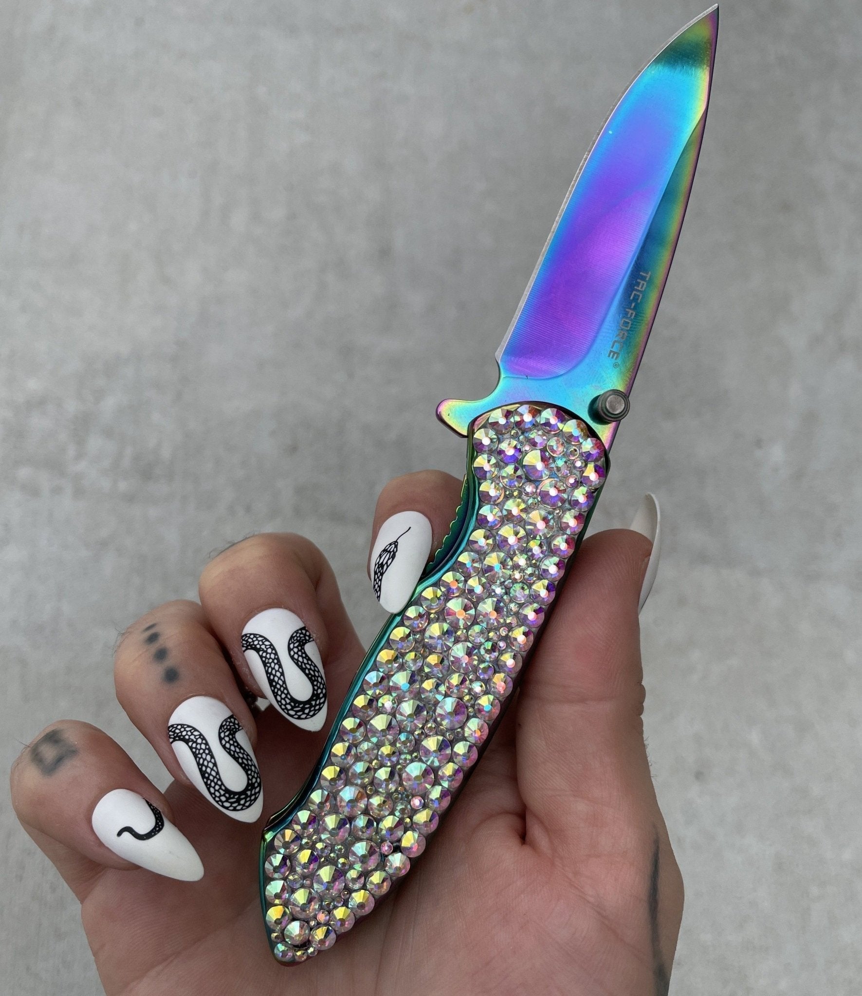 Swarovski Crystal Rainbow Pocket Knife - Blades For Babes Spring Assisted