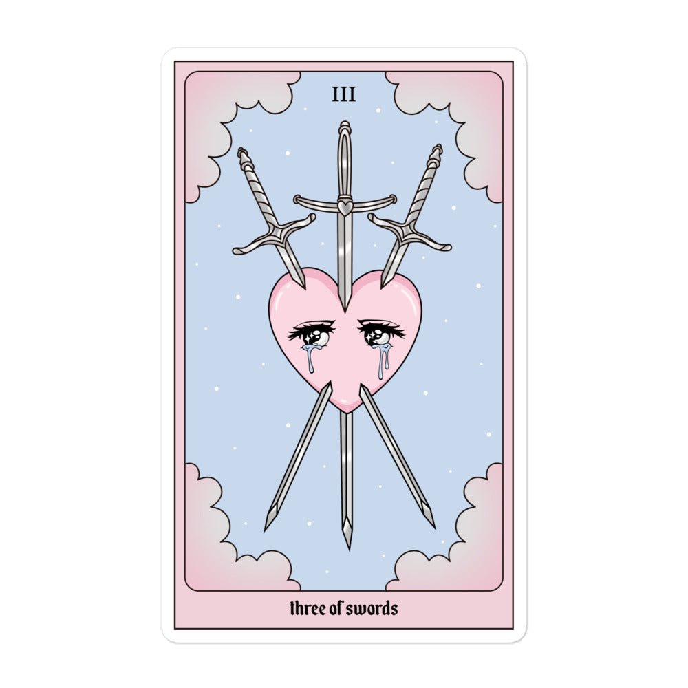 Three Of Swords Tarot Card Bubble-Free Sticker - Blades For Babes - Accessory - 1