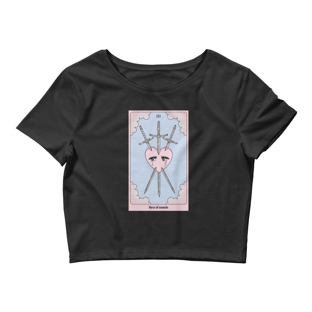 Three Of Swords Tarot Card Crop Tee - Blades For Babes - Clothing - 1