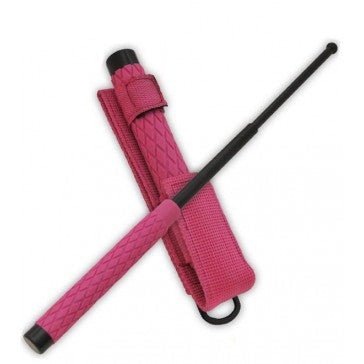 21” Inch DELUXE Pink Stainless Steel Baton w/ Rubber Handle - Blades For Babes - Baton - 1